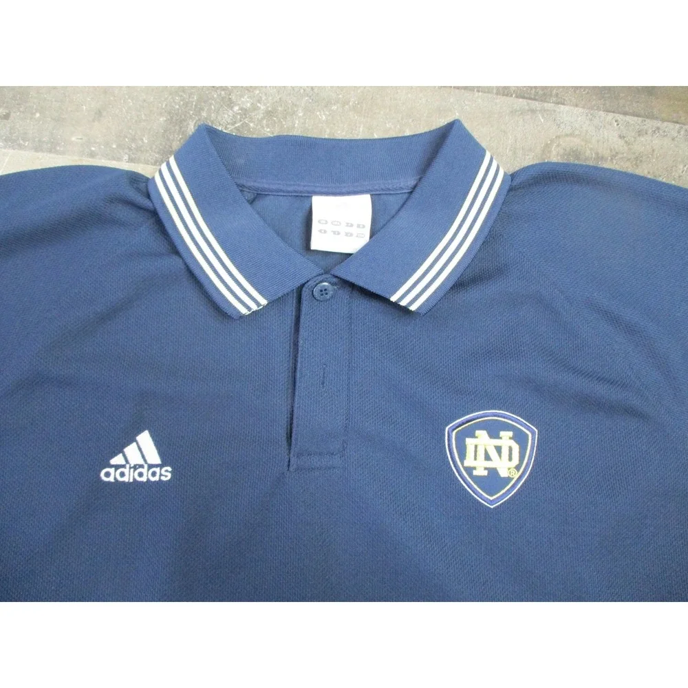 Notre Dame Fighting Irish Shirt Polo Mens 2XL Blue NCAA Football Adidas